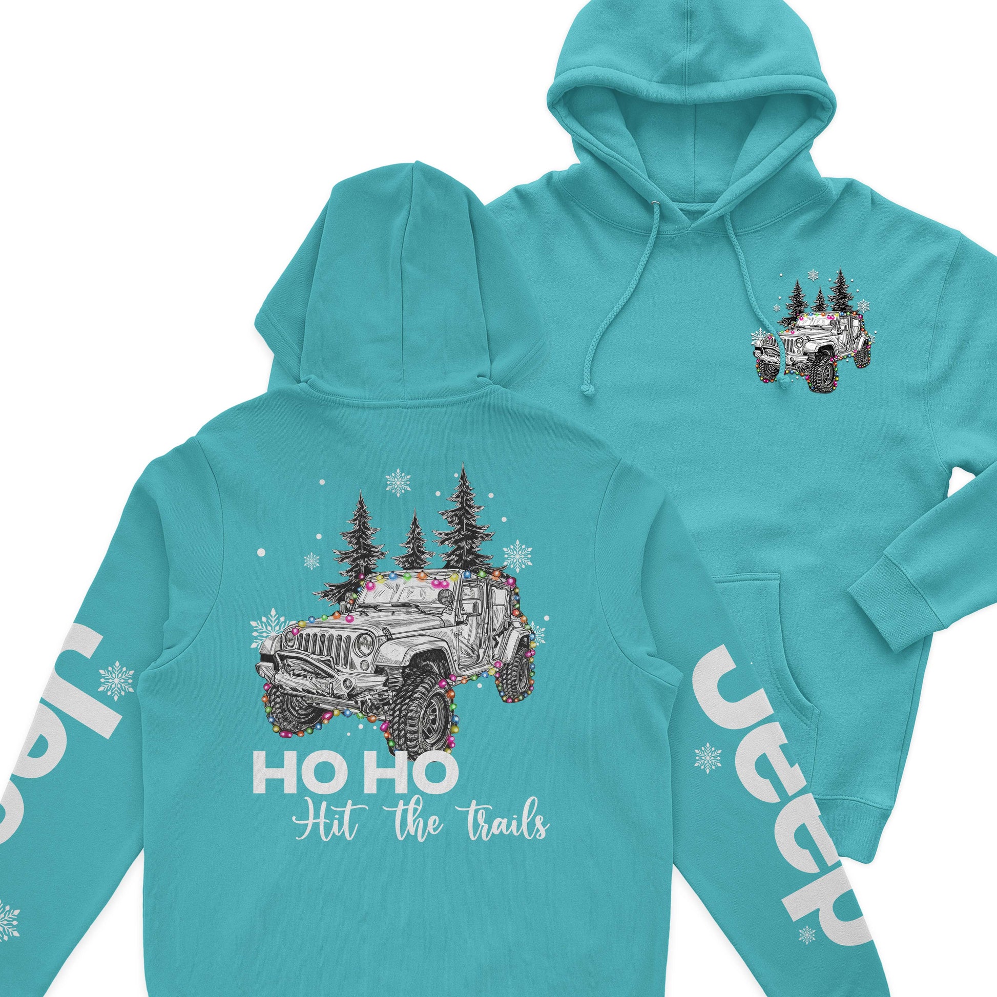 Ho Ho Ho Hit The Trail Jeep Christmas Fleece Zip Hoodie Supler Store