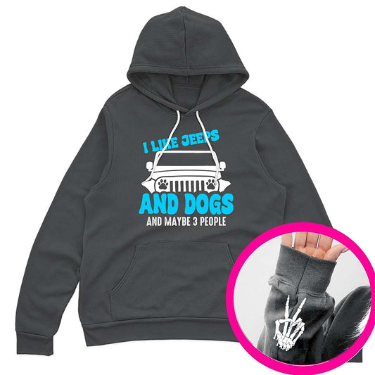 I Like Jeeps And Dogs Funny Skeleton Hand T-Shirt Hoodie Supler Store