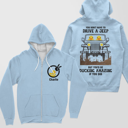 Personalized Jeep Ducking Amazing Muddy Quarter Zip Sweatshirt