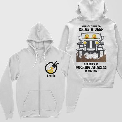 Personalized Jeep Ducking Amazing Muddy Quarter Zip Sweatshirt