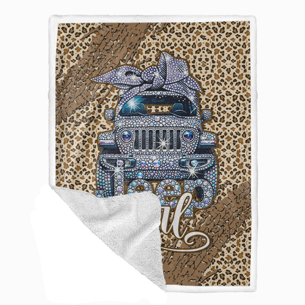 Jeep Girl Sparkle Rhinestone Sherpa Blanket Supler Store