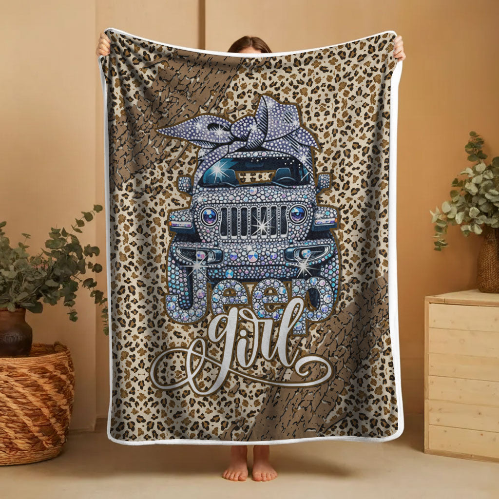 Jeep Girl Sparkle Rhinestone Sherpa Blanket Supler Store