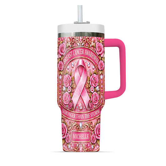 Breast Cancer Awareness Pink Ribbon Personalized Tumbler