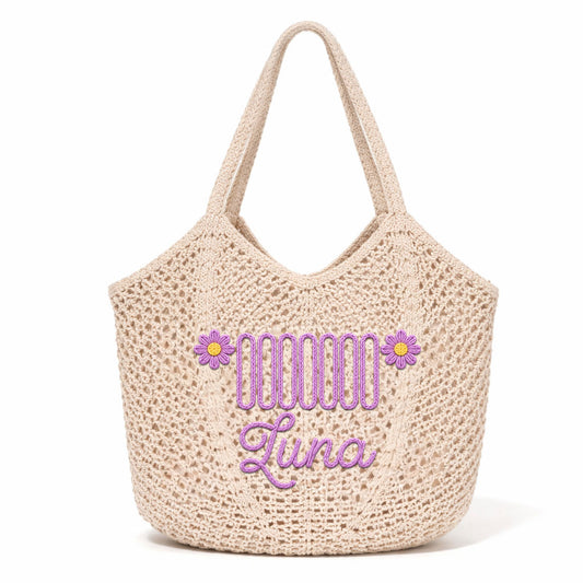 Jeep Girl Daisy Personalized Crochet Beach Tote Bag