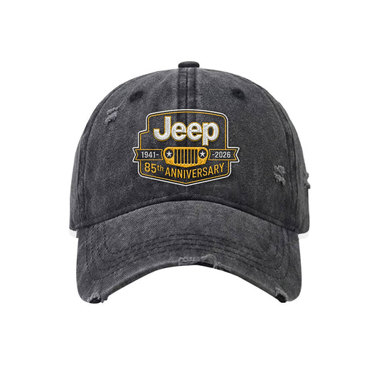Jeep 85th Anniversary Distressed Embroidered Washed Cotton Baseball Cap