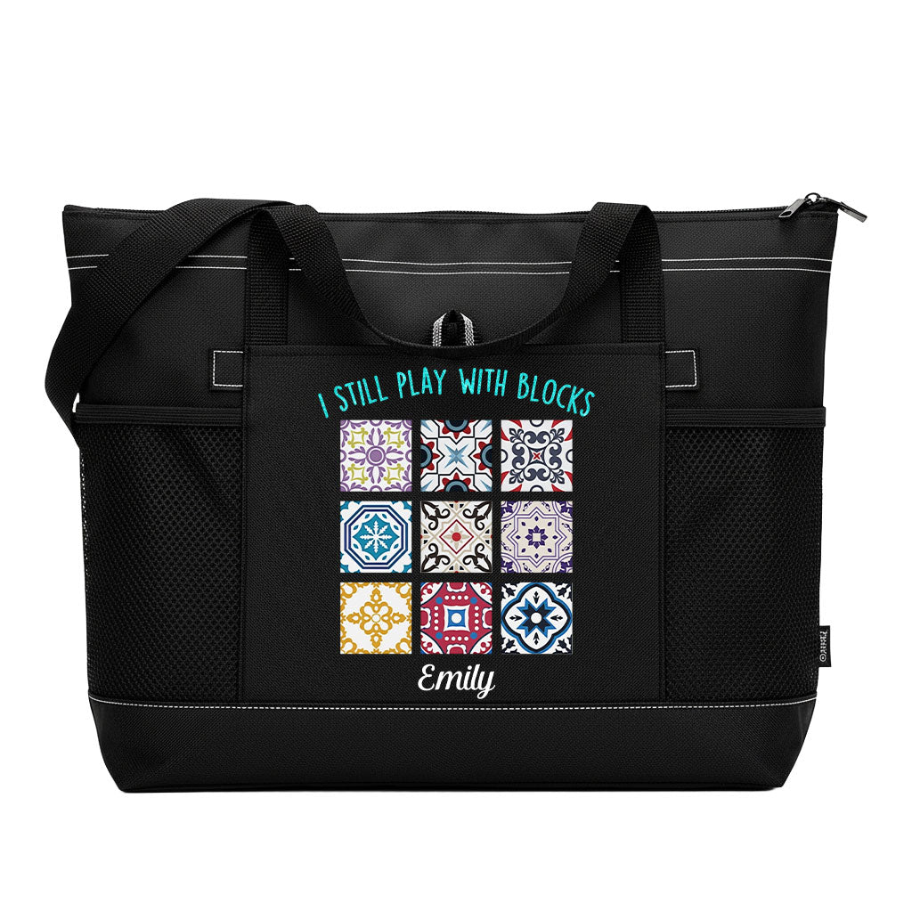 Personalized I Still Play With Blocks Quilting Tote Bag Supler Store