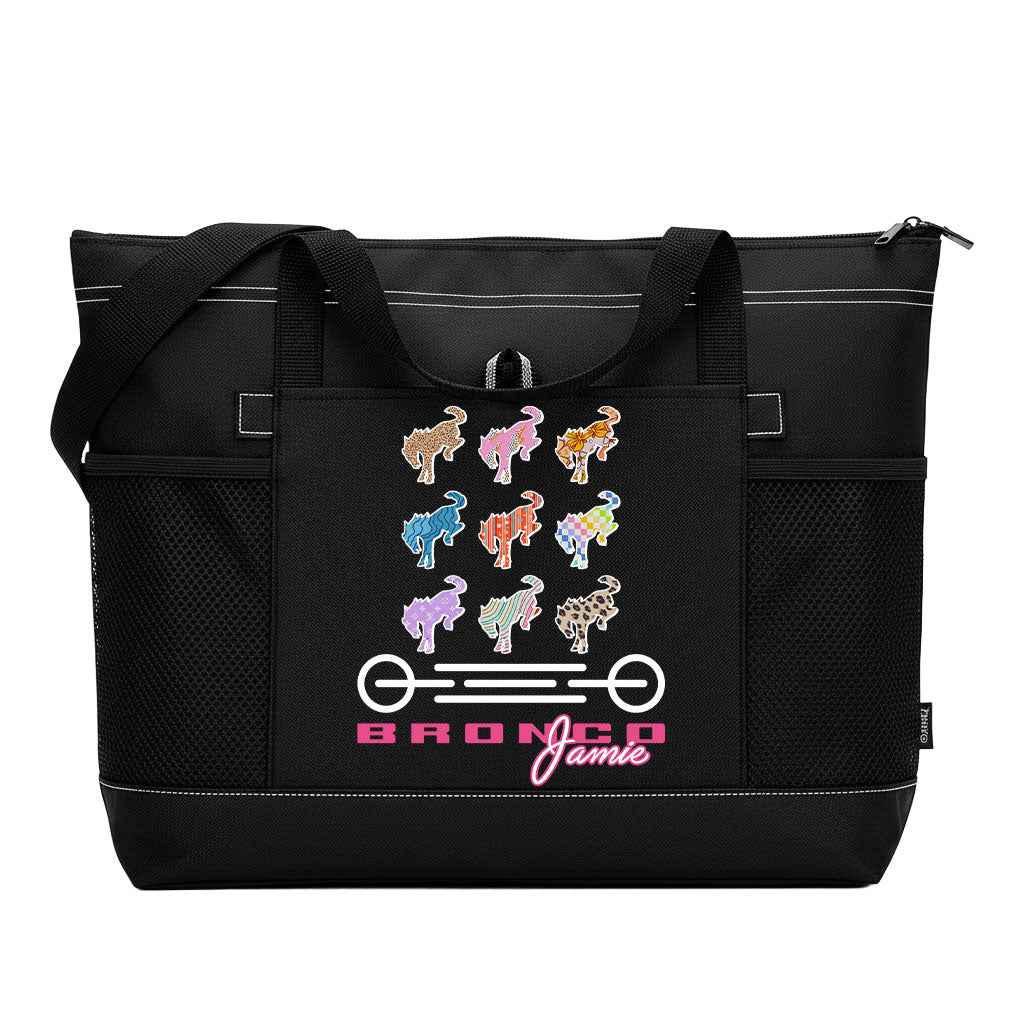 Personalized Retro Bronco Girl Zipper Tote Bag Supler Store