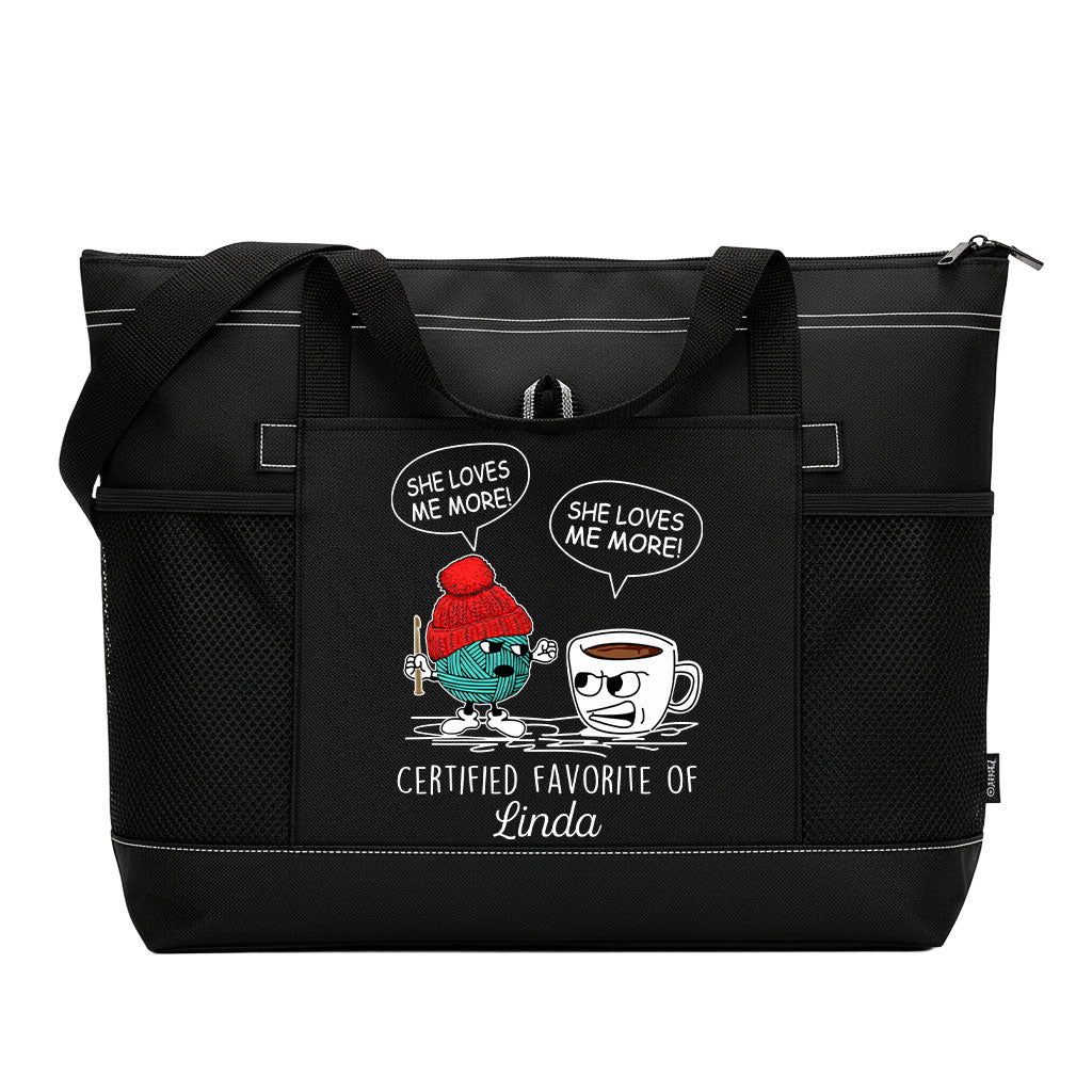 Personalized Crochet and Coffee She Loves Me More Tote Bag Supler Store