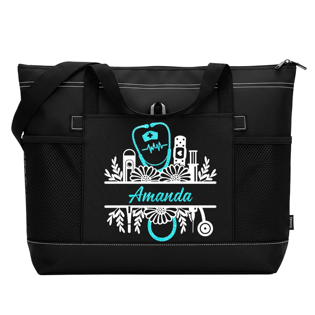 Personalized Nurse Floral Tote Bag Supler Store