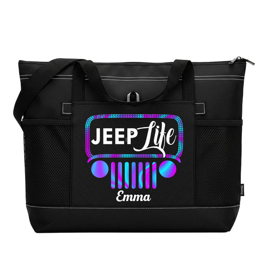 Personalized Jeep Life Holographic Tote Bag