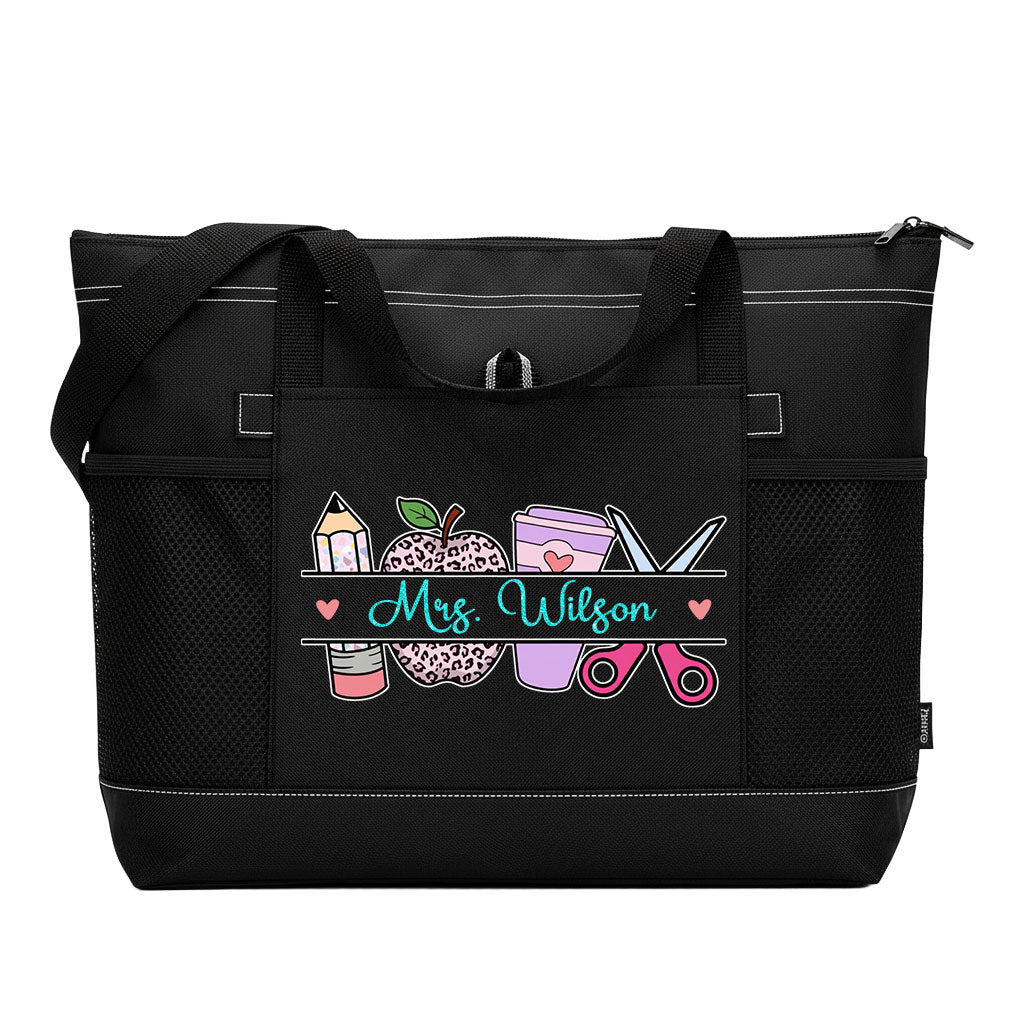 Personalized Teacher Zipper Tote Bag Supler Store