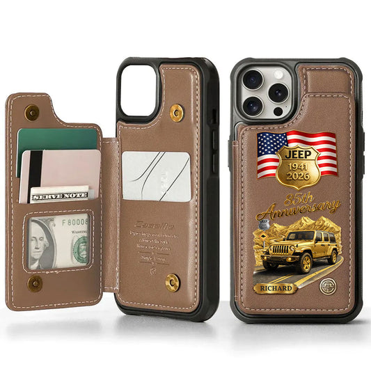 Jeep 85th Anniversary Phone Case - Personalized Leather Wallet Phone Case