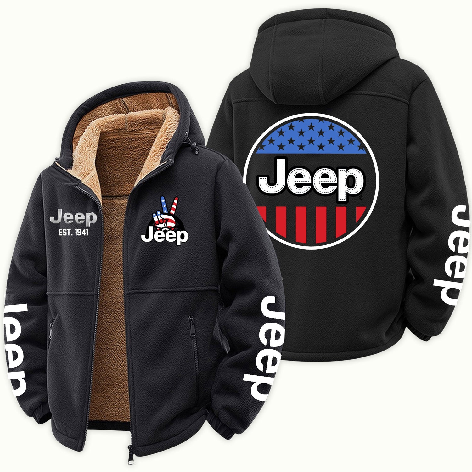 Jeep USA Flag Fleece Zip Jacket Supler Store