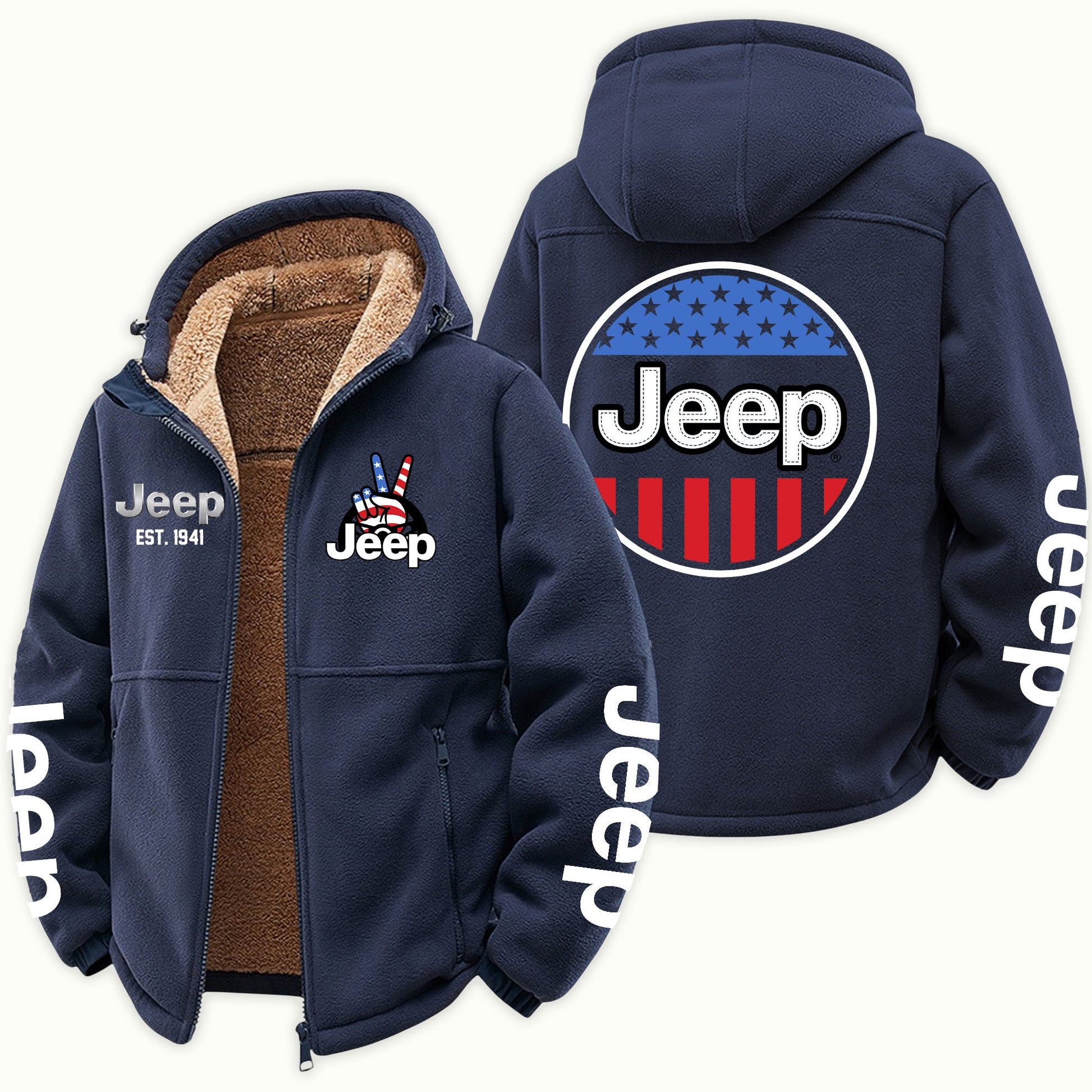 Jeep USA Flag Fleece Zip Jacket Supler Store