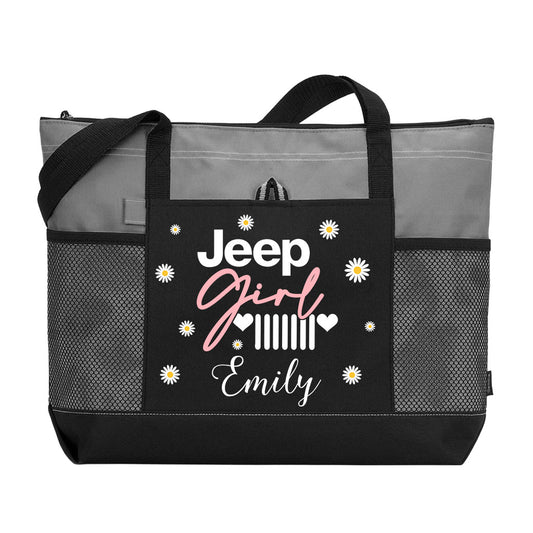 Jeep Girl Daisy Personalized Tote Bag