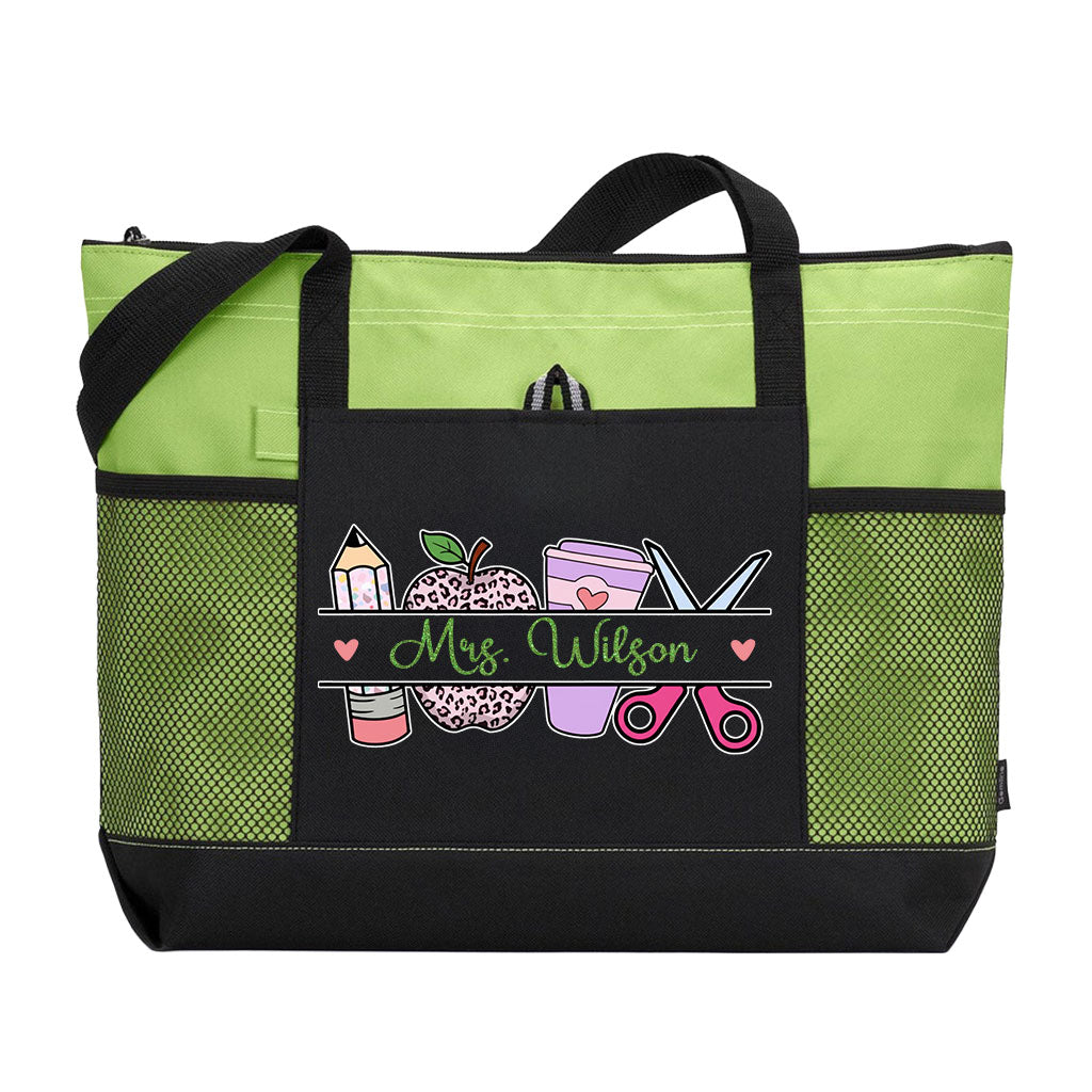 Personalized Teacher Zipper Tote Bag Supler Store
