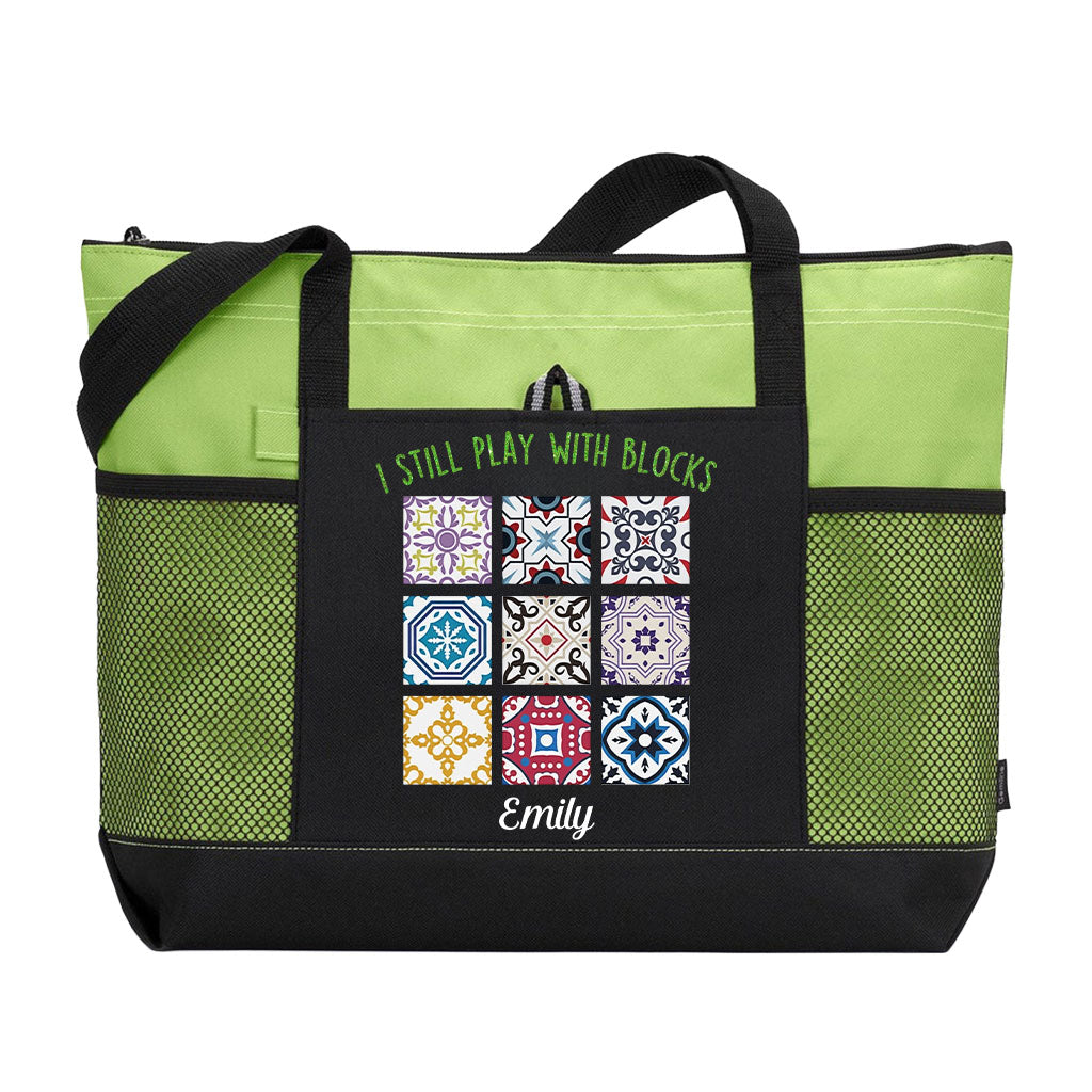 Personalized I Still Play With Blocks Quilting Tote Bag Supler Store