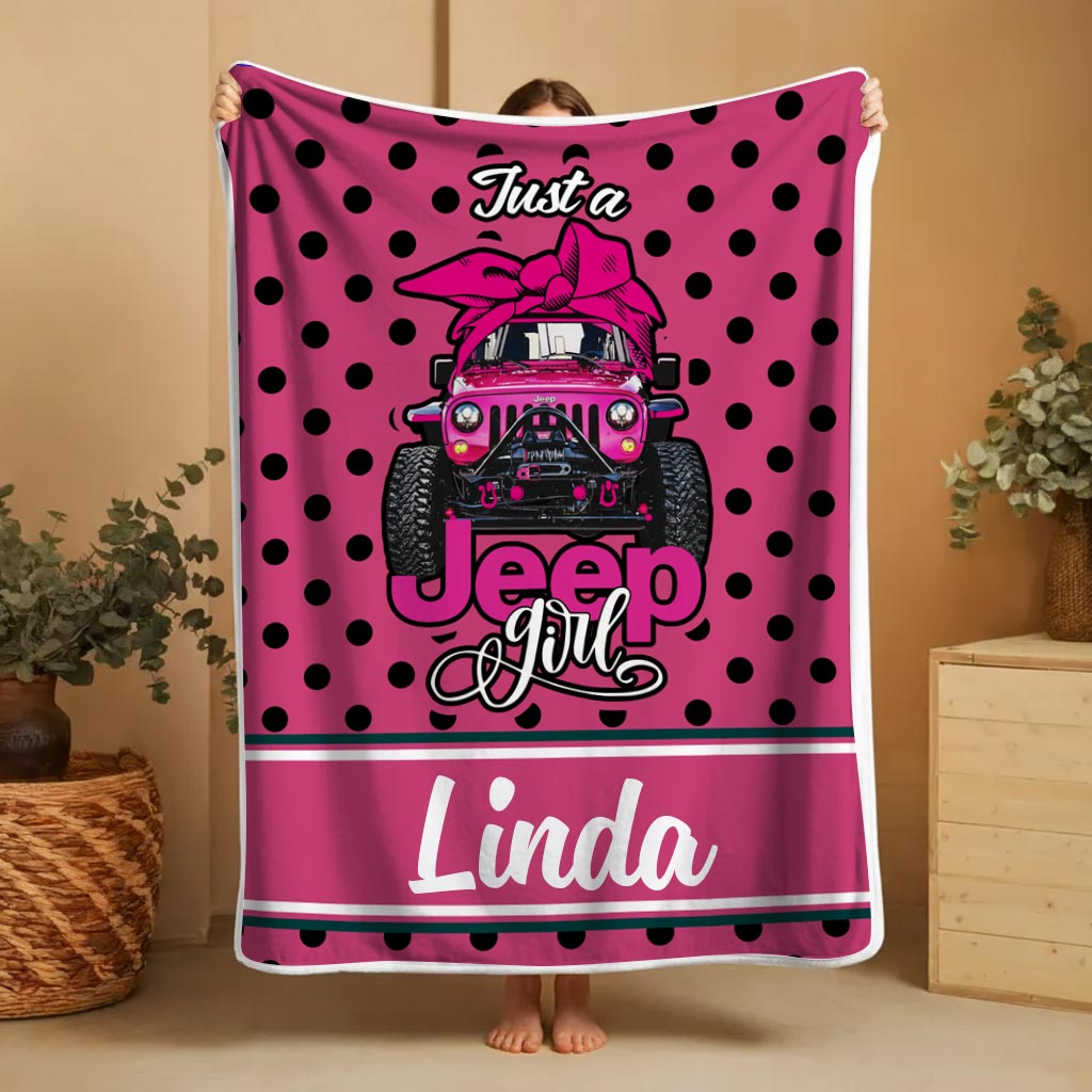 Personalized Just A Jeep Girl Sherpa Blanket Supler Store