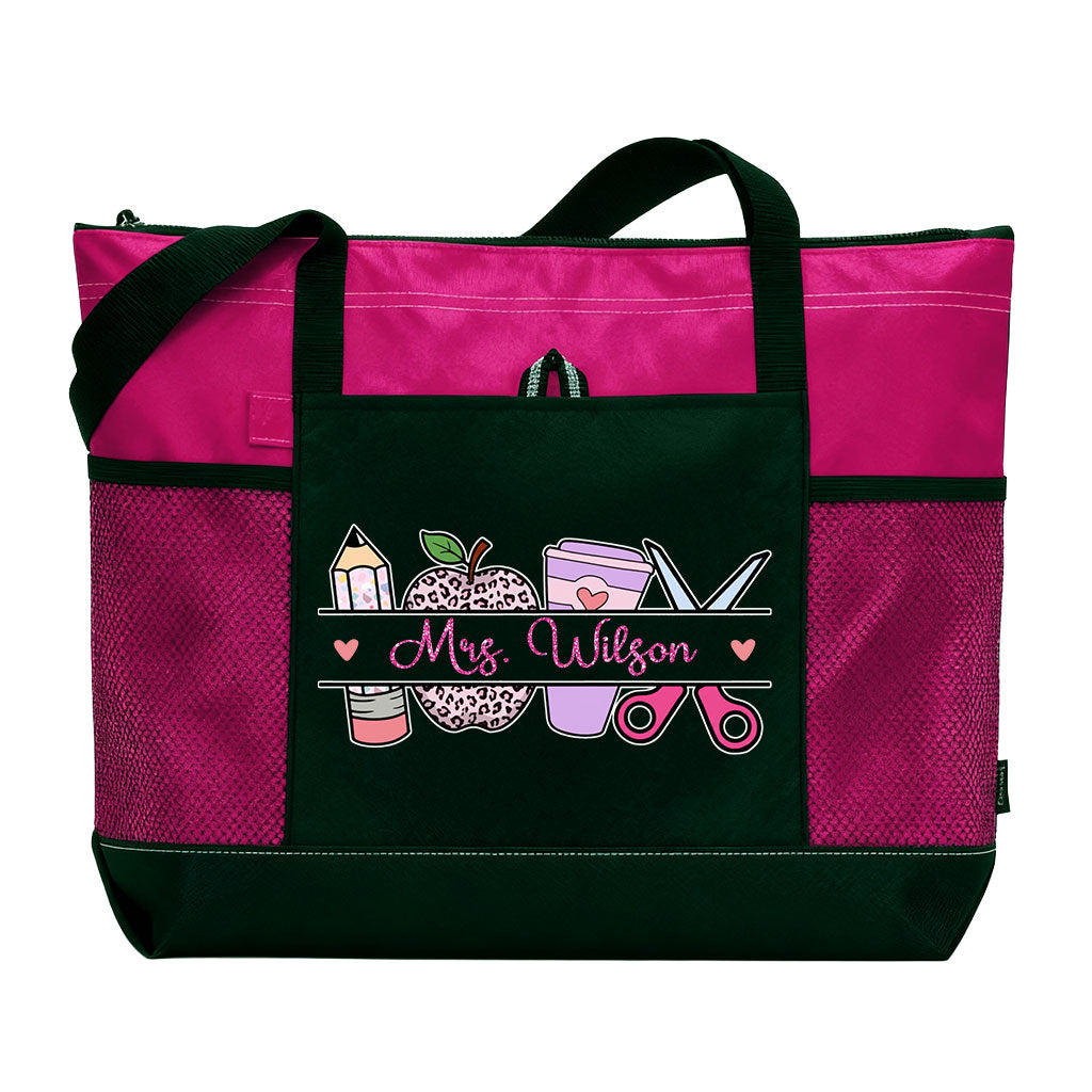 Personalized Teacher Zipper Tote Bag Supler Store