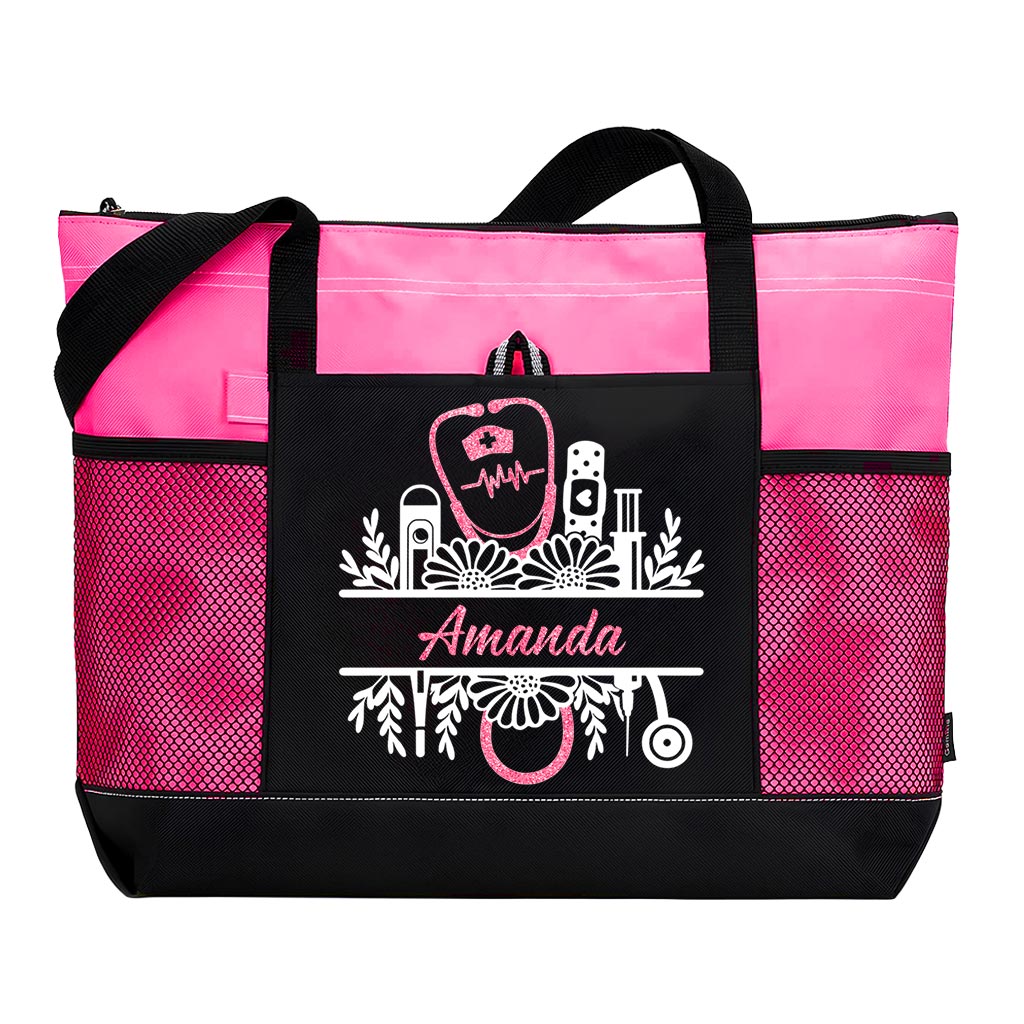 Personalized Nurse Floral Tote Bag Supler Store