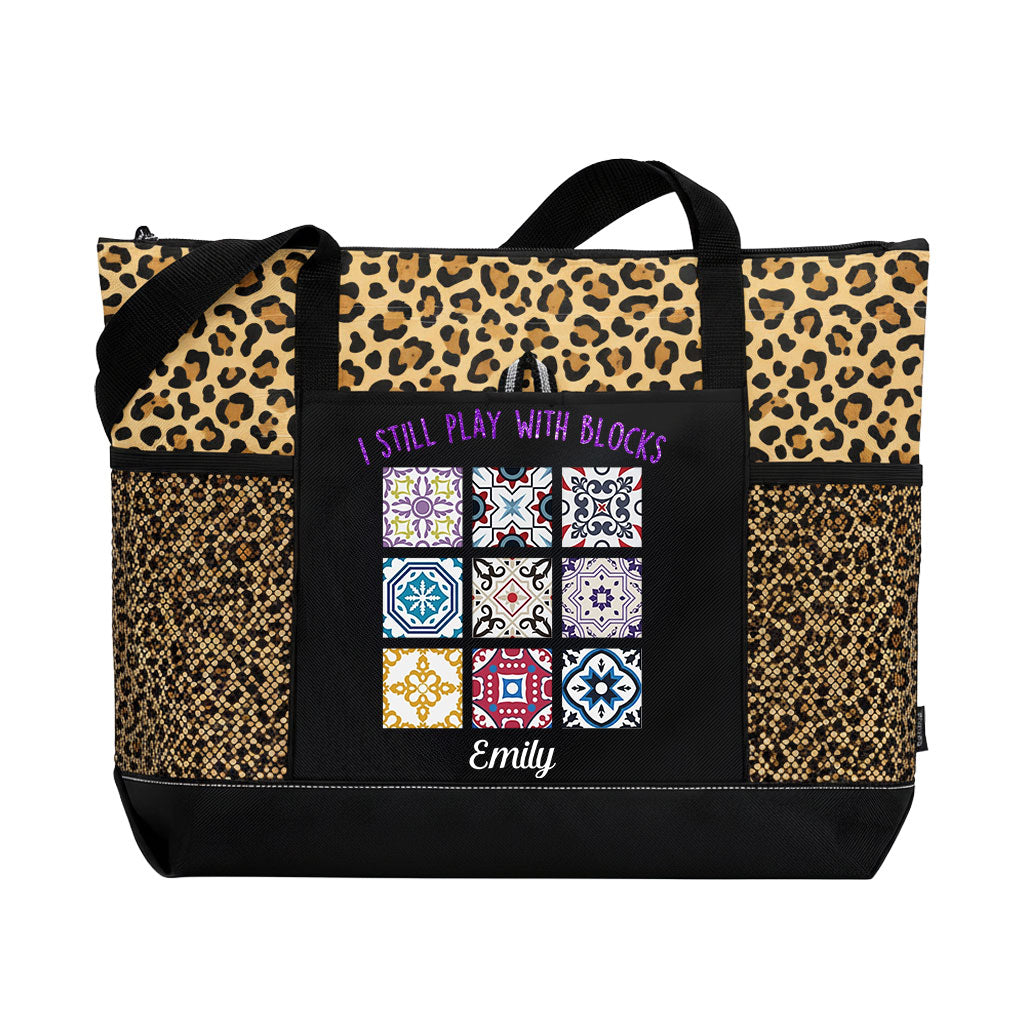 Personalized I Still Play With Blocks Quilting Tote Bag Supler Store