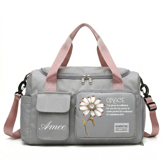 Birth Month Flower Bible Verse Personalized Travel Duffel Bag