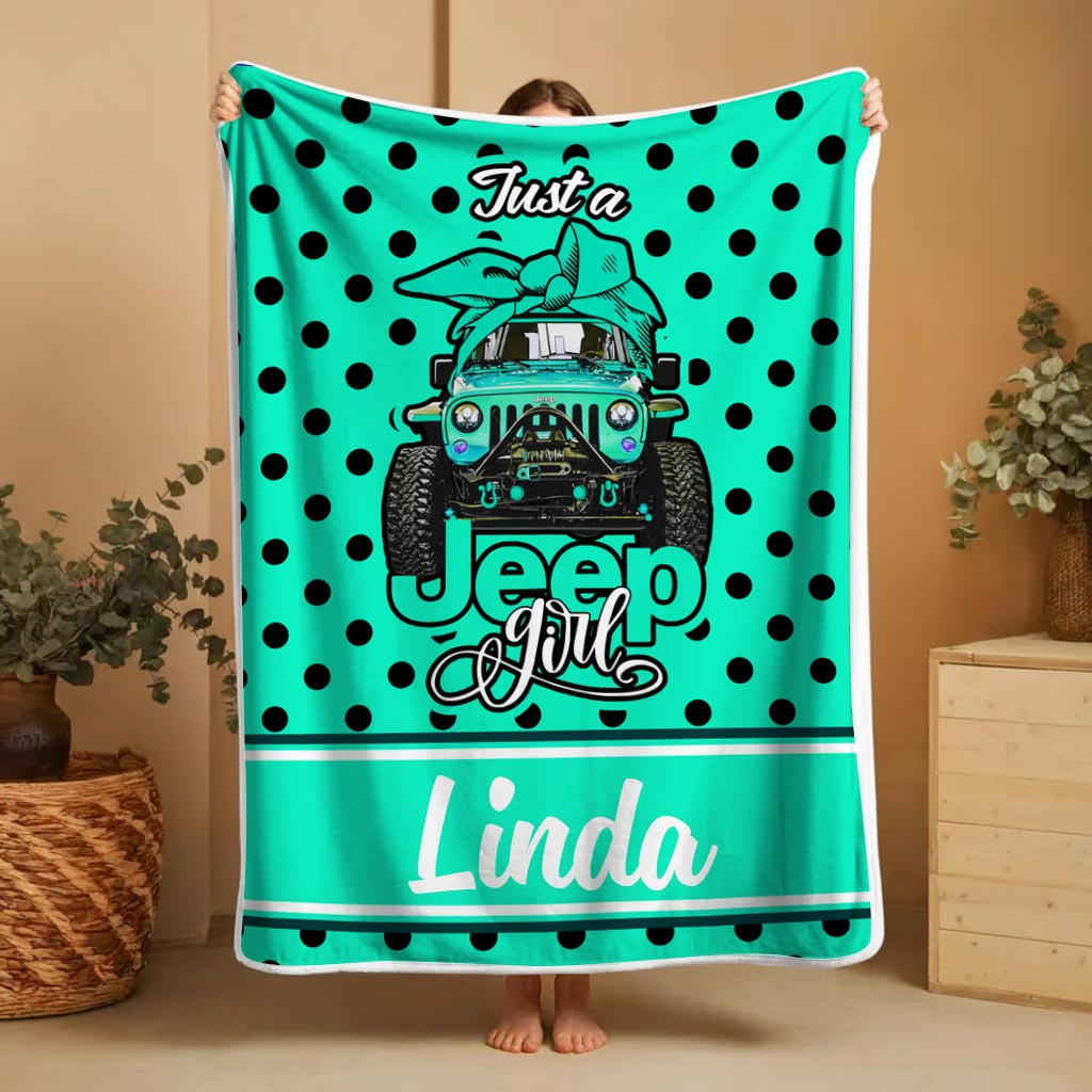 Personalized Just A Jeep Girl Sherpa Blanket Supler Store