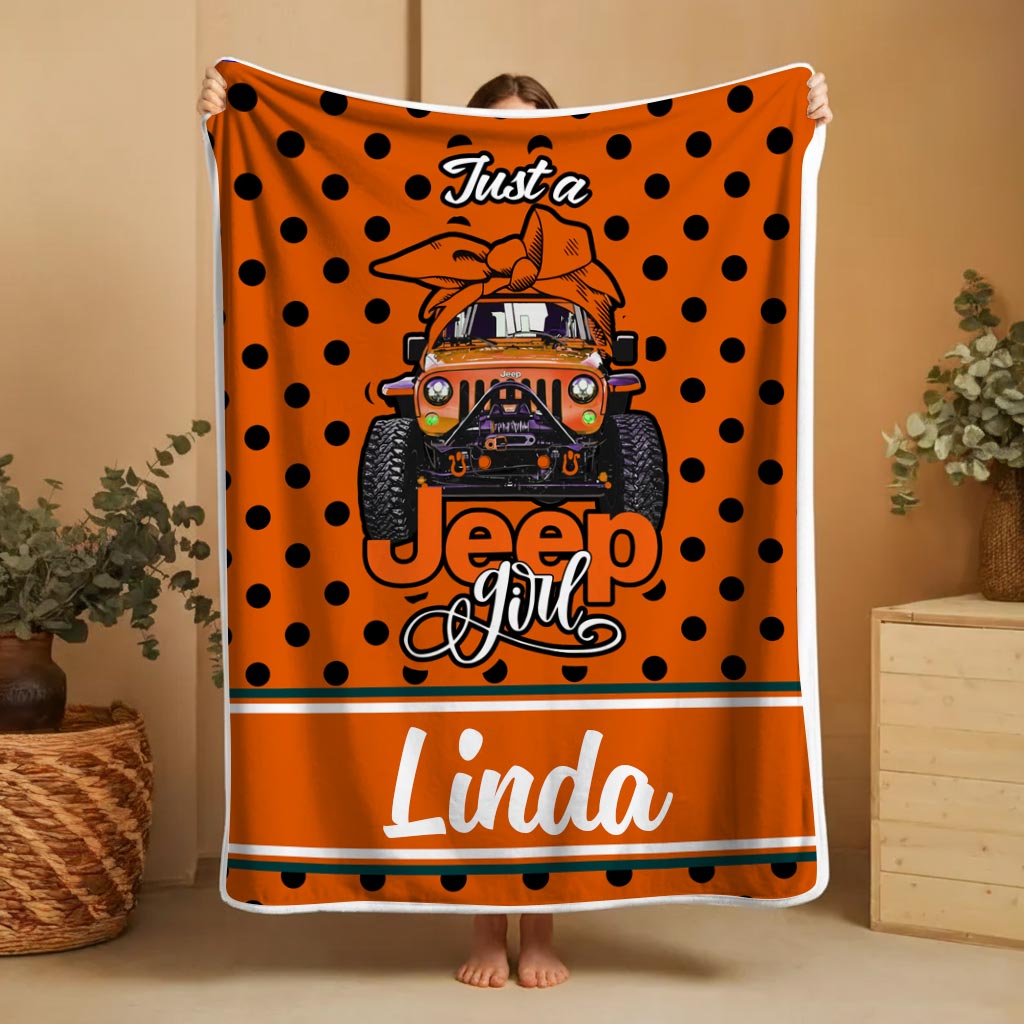 Personalized Just A Jeep Girl Sherpa Blanket Supler Store
