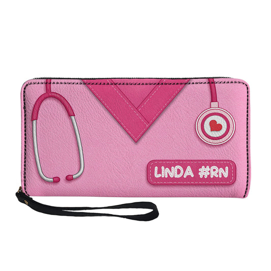 Personalized Nurse Leather Long Wallet