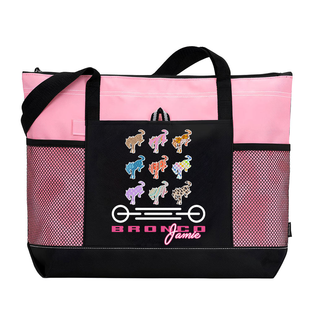Personalized Retro Bronco Girl Zipper Tote Bag Supler Store