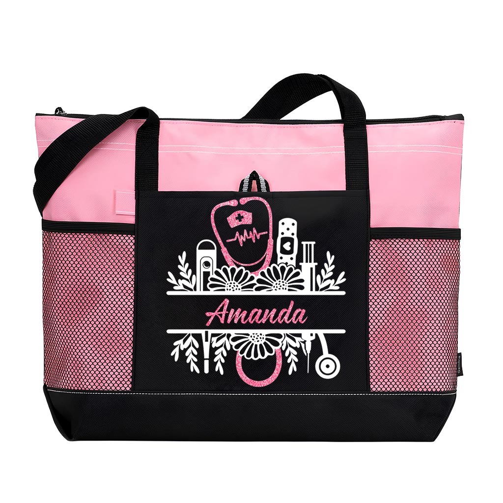 Personalized Nurse Floral Tote Bag Supler Store