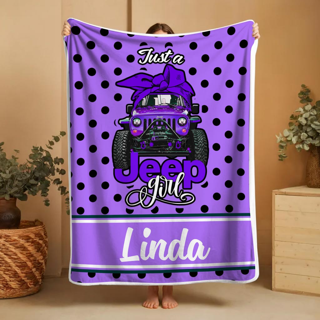 Personalized Just A Jeep Girl Sherpa Blanket Supler Store