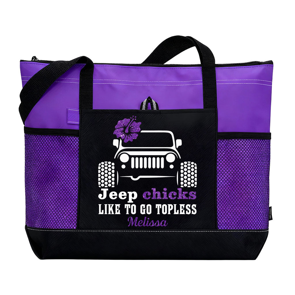 Personalized Jeep Chicks Like To Go Topless Tote Bag Supler Store