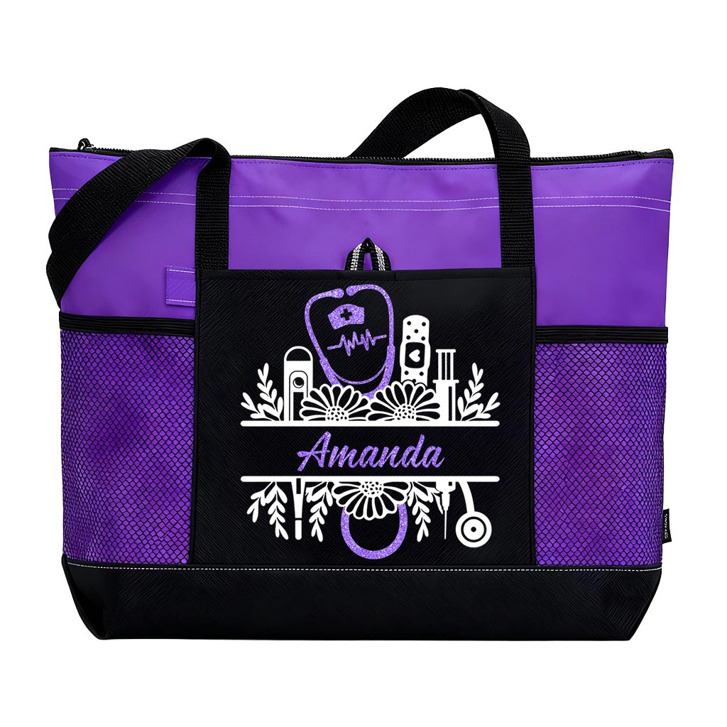 Personalized Nurse Floral Tote Bag Supler Store