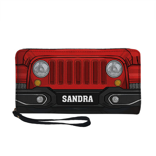 Personalized Jeep Mutilcolor Grille Leather Long Wallet
