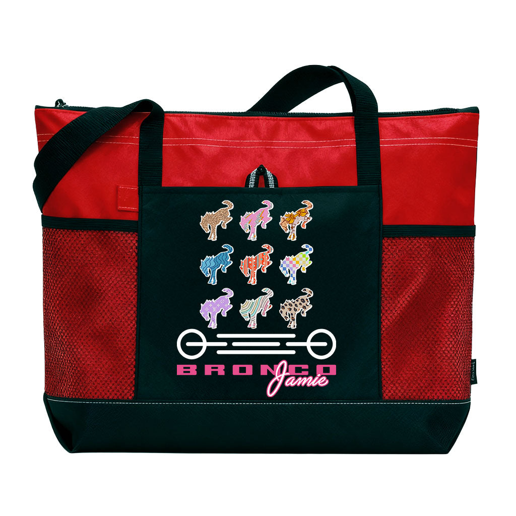 Personalized Retro Bronco Girl Zipper Tote Bag Supler Store