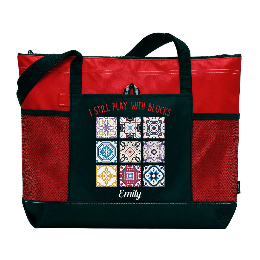 Personalized I Still Play With Blocks Quilting Tote Bag Supler Store