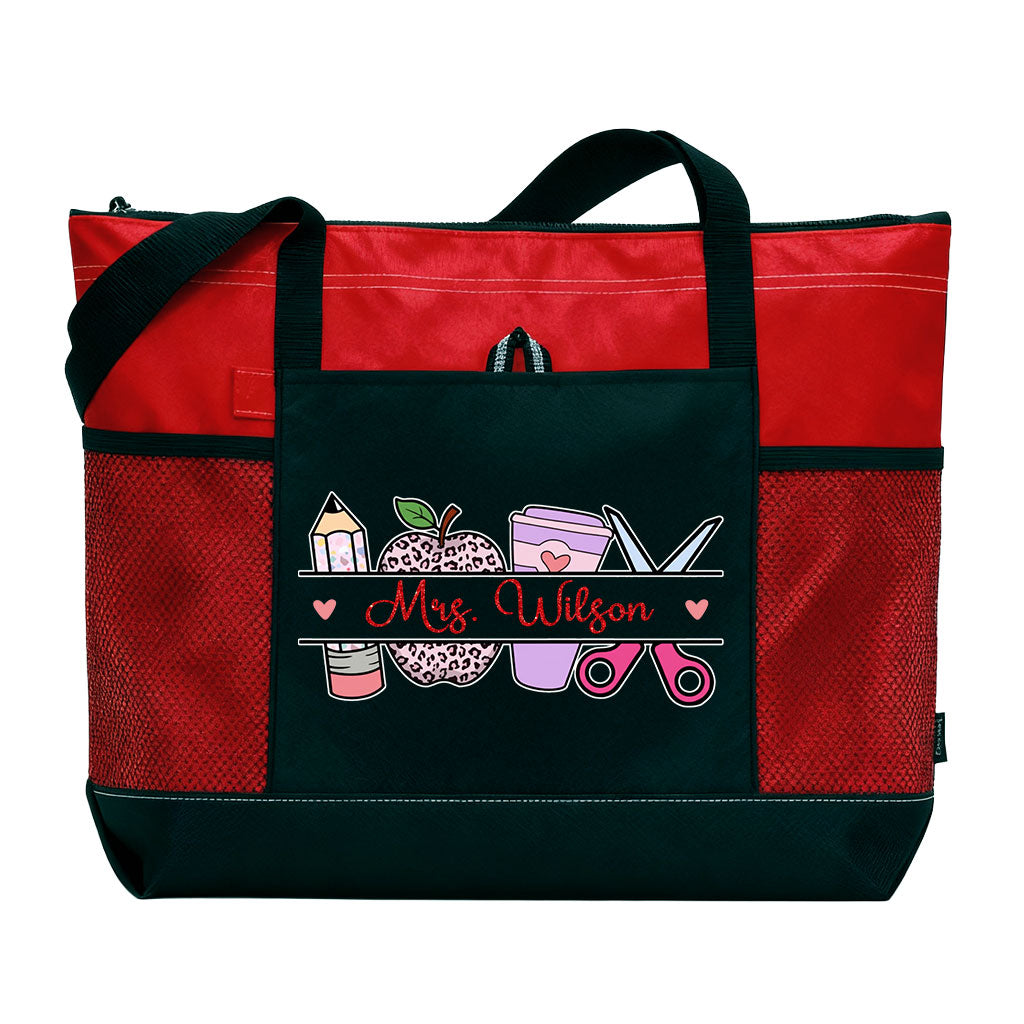 Personalized Teacher Zipper Tote Bag Supler Store