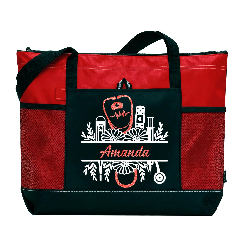 Personalized Nurse Floral Tote Bag Supler Store