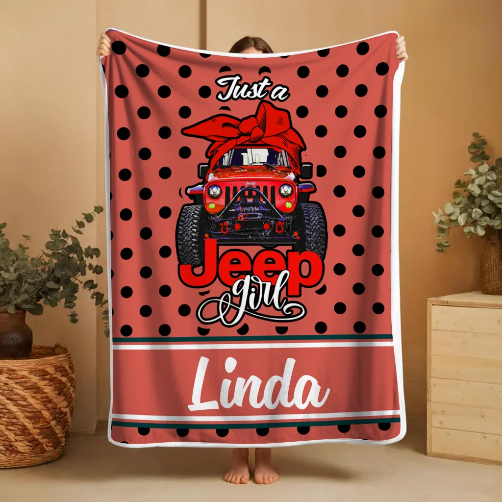 Personalized Just A Jeep Girl Sherpa Blanket Supler Store