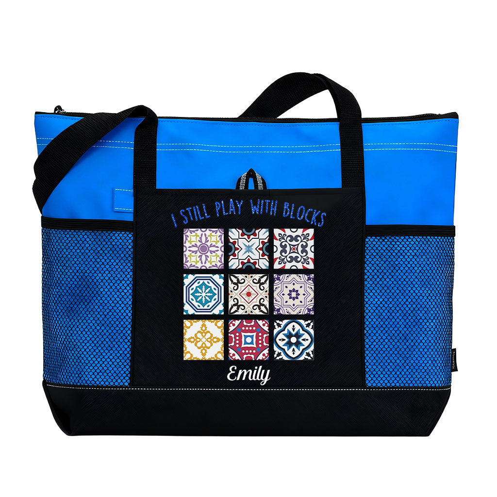Personalized I Still Play With Blocks Quilting Tote Bag Supler Store