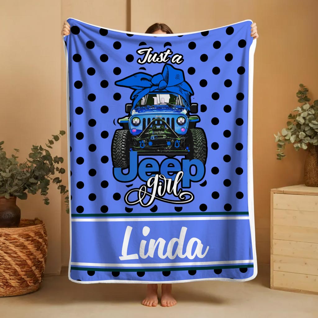 Personalized Just A Jeep Girl Sherpa Blanket Supler Store