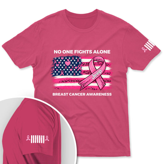 Breast Cancer Awareness Jeep No One Fights Alone Shirt