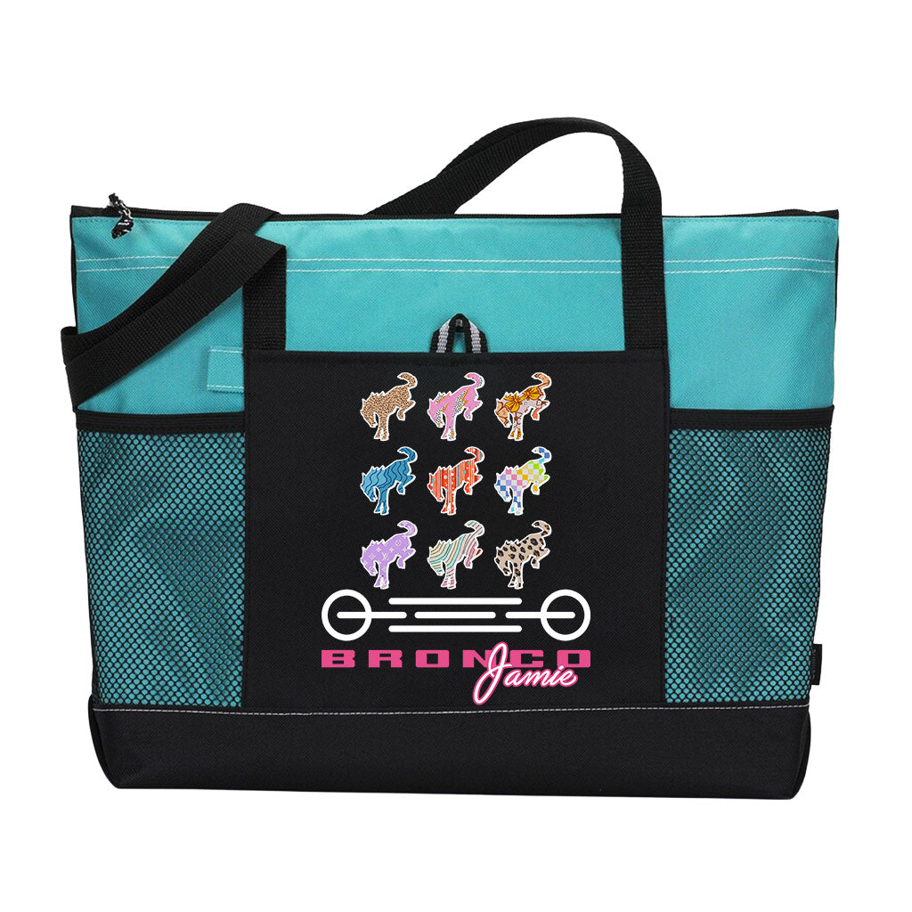 Personalized Retro Bronco Girl Zipper Tote Bag Supler Store