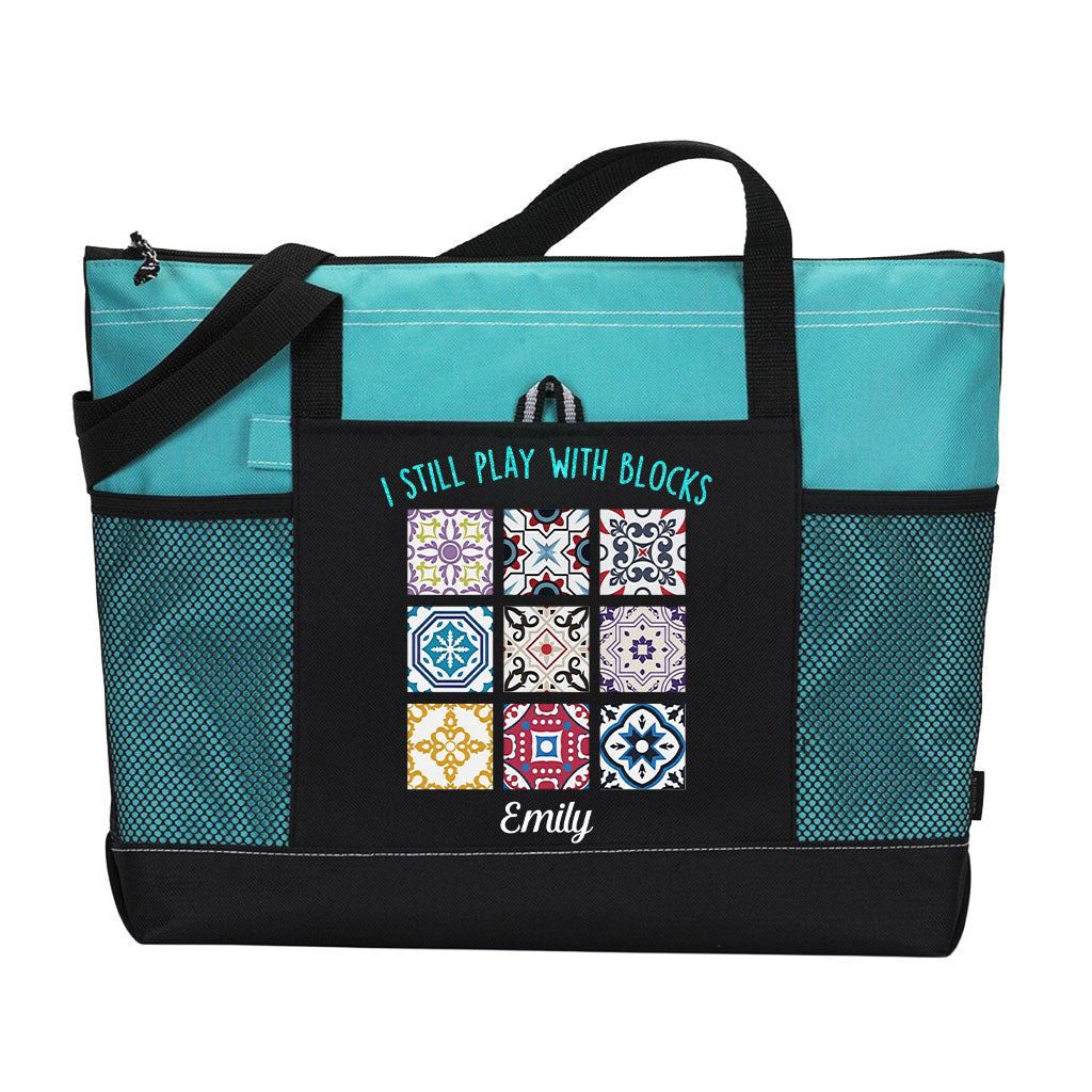 Personalized I Still Play With Blocks Quilting Tote Bag Supler Store