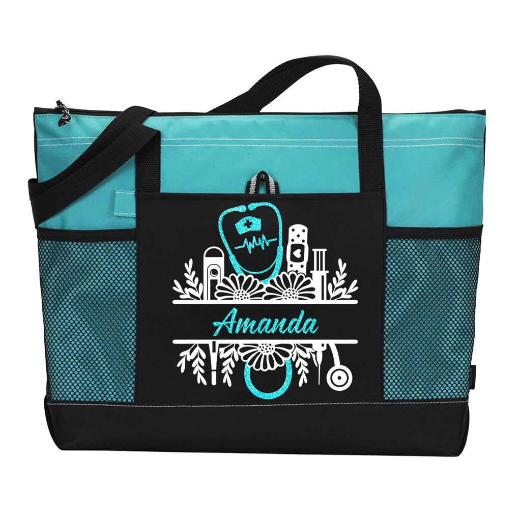 Personalized Nurse Floral Tote Bag Supler Store