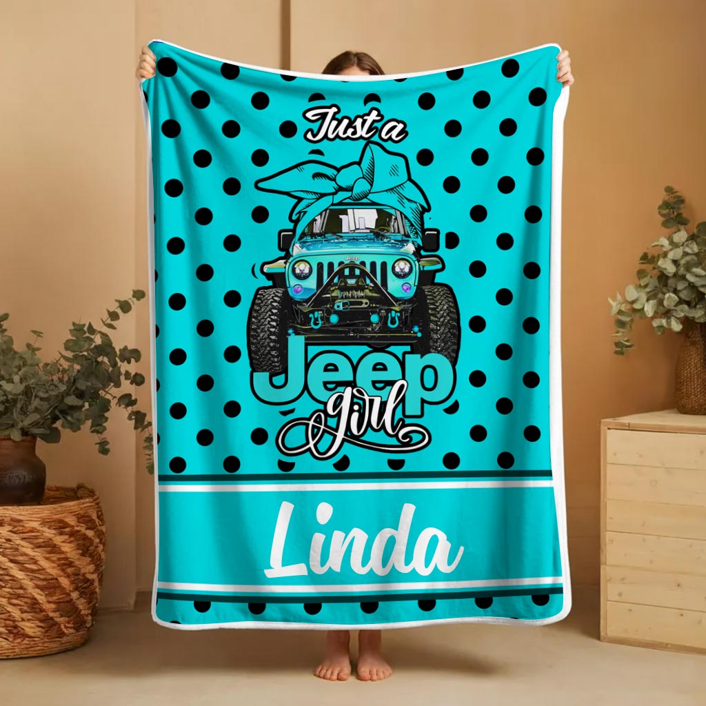 Personalized Just A Jeep Girl Sherpa Blanket Supler Store