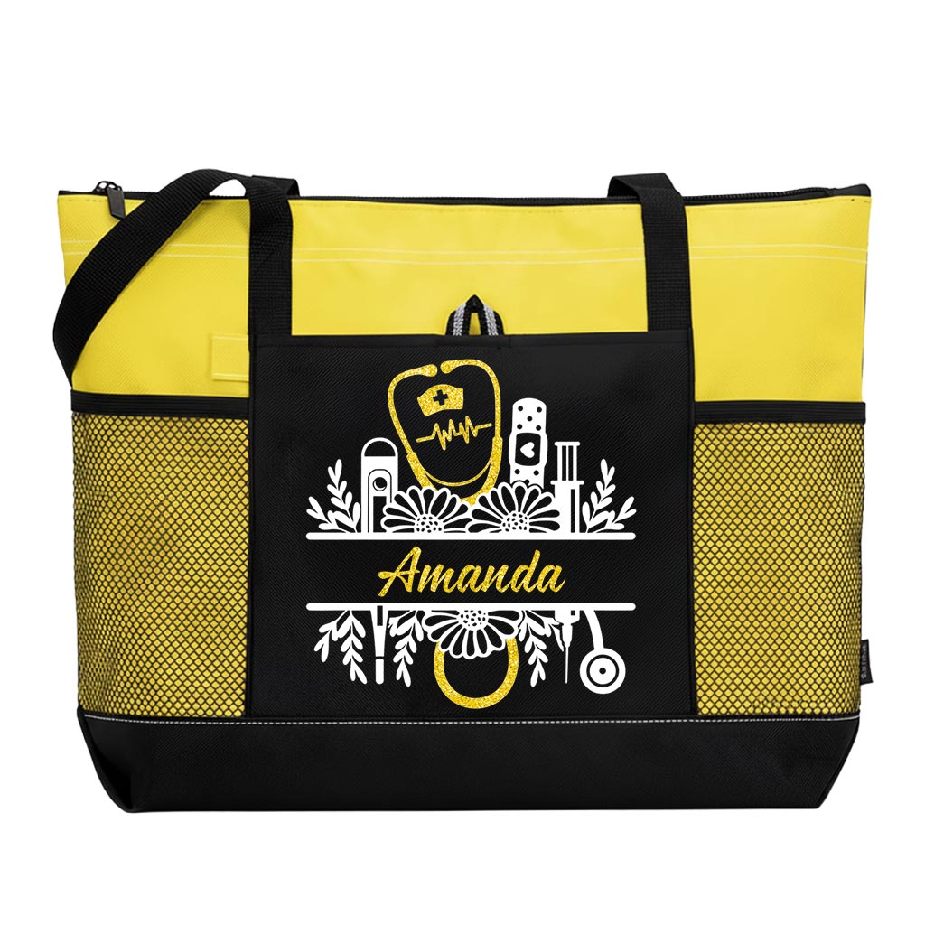 Personalized Nurse Floral Tote Bag Supler Store