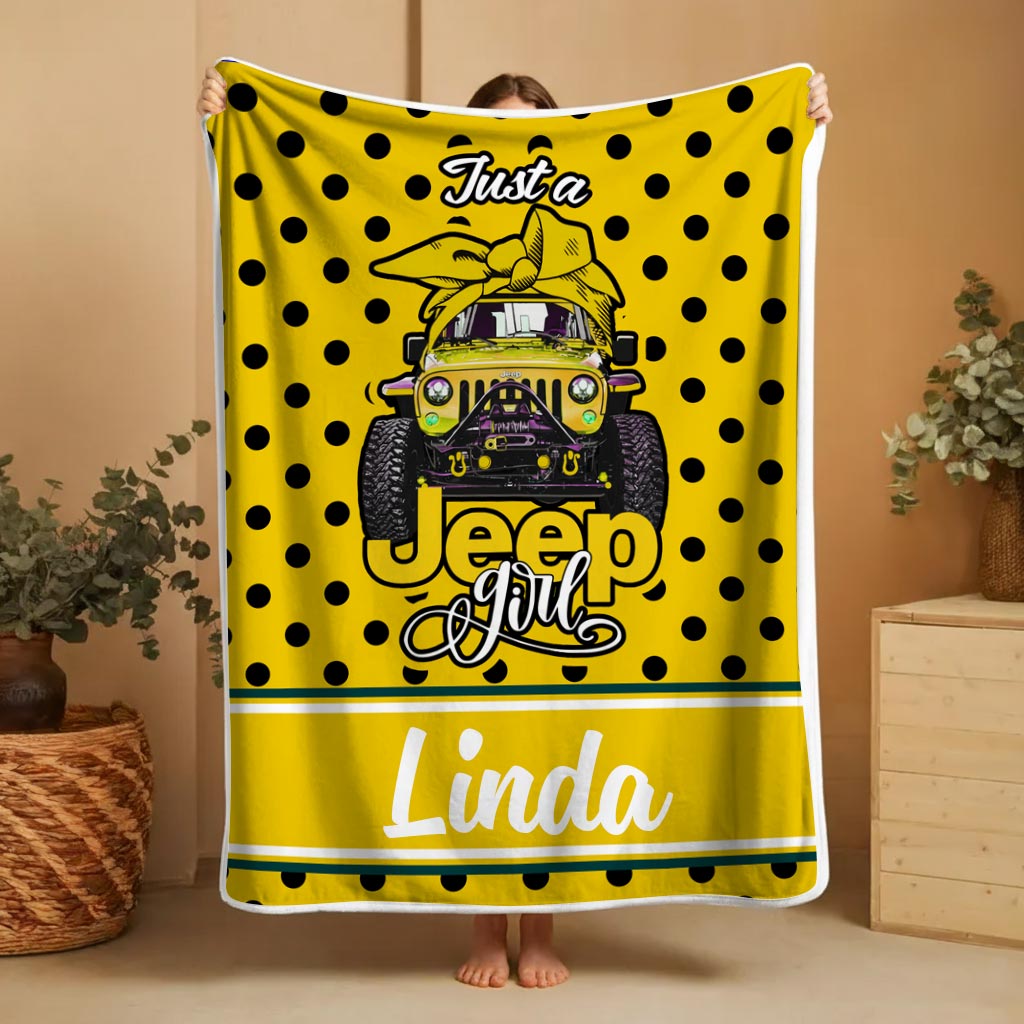 Personalized Just A Jeep Girl Sherpa Blanket Supler Store