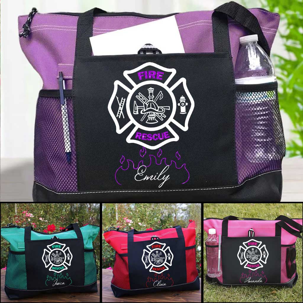 Personalized Fire Rescue Firefighter Girl Tote Bag Supler Store